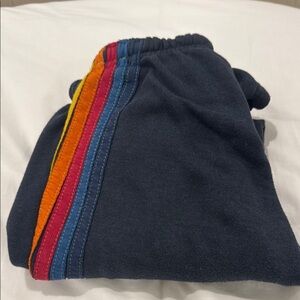 Aviator Nation Dark Blue Joggers with Multicolor Stripes